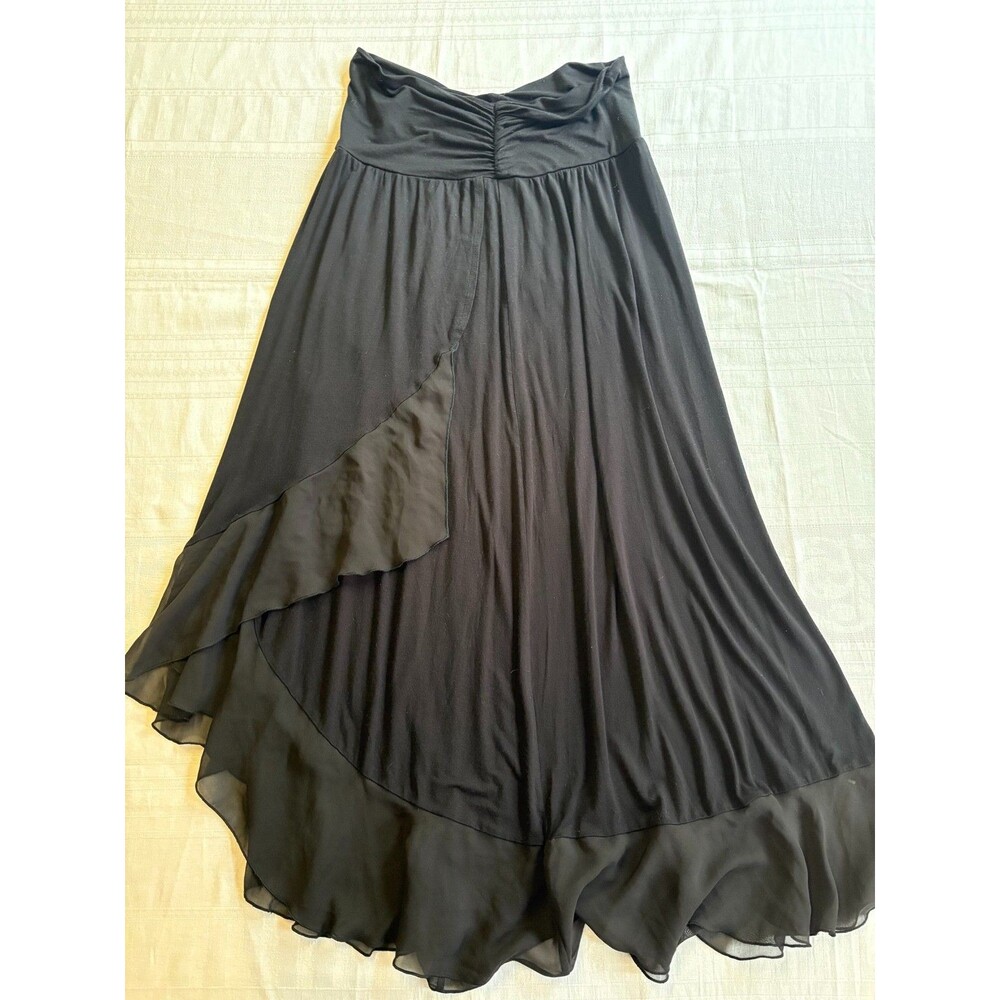 Apt. 9 Women’s L Black Asymmetrical Maxi Dress-skirt Chiffon Ruffle High Low - Picture 3 of 9